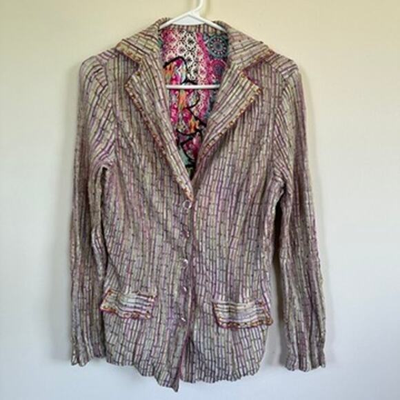 Women's SMALL Beaded Embellished Blazer Button Up Long Sleeve Glam Recency - Picture 1 of 12